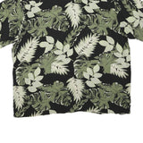 PURITAN Mens Black & Green Leaf Print Cotton Blend Shirt XL Casual Beach Style