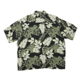 PURITAN Mens Black & Green Leaf Print Cotton Blend Shirt XL Casual Beach Style