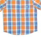 CHAPS Mens Orange & Blue Checked Cotton Blend Shirt XL Short Sleeve Button-Down