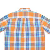 CHAPS Mens Orange & Blue Checked Cotton Blend Shirt XL Short Sleeve Button-Down