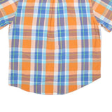 CHAPS Mens Orange & Blue Checked Cotton Blend Shirt XL Short Sleeve Button-Down