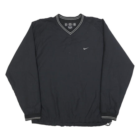NIKE Mens Black Pullover Sweatshirt L V-Neck Lightweight Sportswear