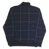 NAUTICA Mens Navy & White Checked Half Zip Sweatshirt L Cotton Pullover