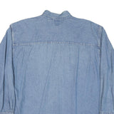 TERRY Mens Blue Denim Logo Cotton Blend Shirt XL Casual Button Up