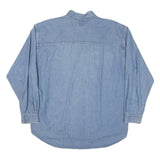TERRY Mens Blue Denim Logo Cotton Blend Shirt XL Casual Button Up