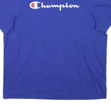 CHAMPION Mens Blue Cotton Blend Graphic T-Shirt 2XL Short Sleeve Crew Neck Large