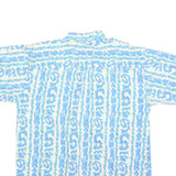 BB SPORT Mens Blue & White Patterned Shirt XL Cotton Summer Casual Short Sleeve