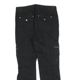 PAOLA Womens Black Cotton Blend Regular Fit Trousers W30 L27 Zipper Pockets