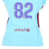 NIKE Womens Blue Barcelona Graphic T-Shirt XS V-Neck Short Sleeve Football