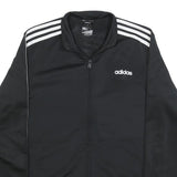 ADIDAS Mens Black & White Track Jacket M Polyester Plain Zip Sports Casual
