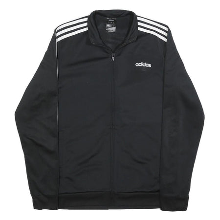 ADIDAS Mens Black & White Track Jacket M Polyester Plain Zip Sports Casual