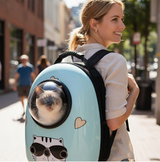 Anypet Blue Cat Print Space Capsule Pet Carrier – Breathable Travel Bag for Small Pets