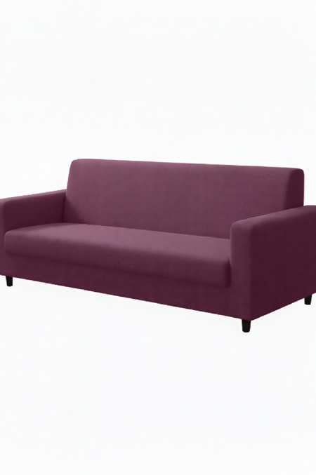 Anyhouz 4 Seater Sofa Cover Plain Bean Paste Red Style and Protection For Living Room Sofa Chair Elastic Stretchable Slipcover