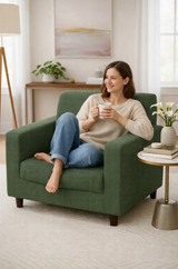 Anyseat 1-Seater Sofa Cover – Plain Army Green Style Slipcover for Living Room Chair Protection