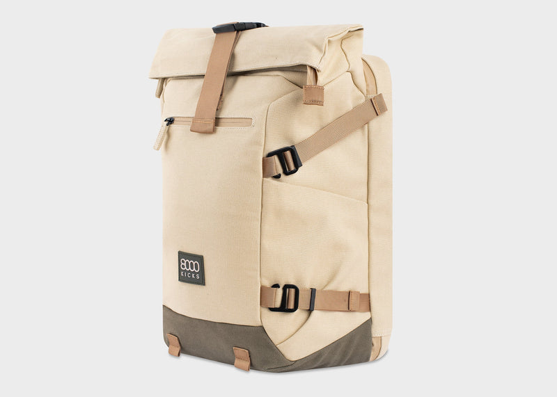 Nomad Hemp Rolltop Backpack in Beige and Green