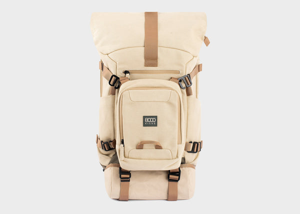 Nomad Hemp Rolltop Backpack in Beige and Green
