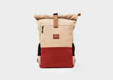 Everyday Hemp Rolltop Backpack in Beige and Red