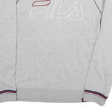 FILA Mens Grey Cotton Blend Crew Neck Sweatshirt M Logo Embroidered Casual