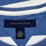 Tommy Hilfiger Striped Long Sleeve T-Shirt - Large Blue Cotton