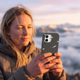 Black Lil Sharks iPhone 15 Case - Lifestyle photo showing phone case in use