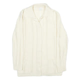 ST MICHAEL Womens Cream Plain Button Up Patterned Jumper Crew Neck UK 14 Acrylic