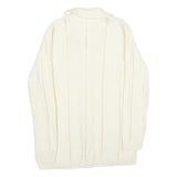 ST MICHAEL Womens Cream Plain Button Up Patterned Jumper Crew Neck UK 14 Acrylic