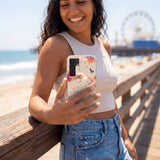Seashell Aqua Dreams Samsung Galaxy S25 Case - Lifestyle photo showing phone case in use