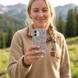 London Fog Blue Lobster iPhone 15 Pro Case - Lifestyle photo showing phone case in use