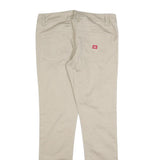 DICKIES Womens Cotton Blend Beige Slim Straight Trousers W32 L32 Zip Closure