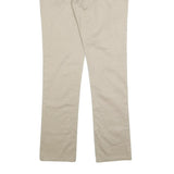 DICKIES Womens Cotton Blend Beige Slim Straight Trousers W32 L32 Zip Closure