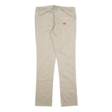 DICKIES Womens Cotton Blend Beige Slim Straight Trousers W32 L32 Zip Closure