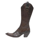 VERO CUOIO Womens Western Leather Brown Ankle Boots UK 3 Pointed Toe Stylish