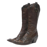 VERO CUOIO Womens Western Leather Brown Ankle Boots UK 3 Pointed Toe Stylish