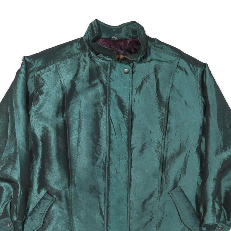 JG HOOK Womens Green Jacket XL Polyester Blend Plain Zip Casual Outerwear