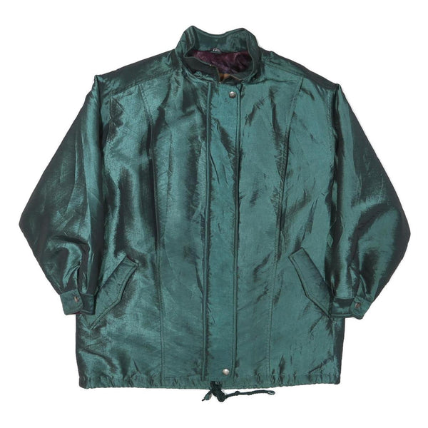 JG HOOK Womens Green Jacket XL Polyester Blend Plain Zip Casual Outerwear