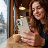 London Fog iPhone 16 Pro Max Case - Lifestyle photo showing phone case in use