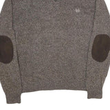 CHAPS Mens Brown Brown Button Up Plain Crew Neck Chunky Knit XL Cotton Jumper