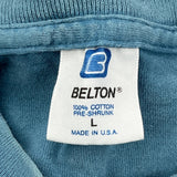 Eagle Print Belton Single Stitch T-Shirt - Large Blue Cotton