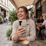 London Fog Brunch Samsung Galaxy S25 Case - Lifestyle photo showing phone case in use