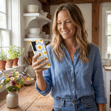 Powder Blue Sunny Side Up Samsung Galaxy S25 Case - Lifestyle photo showing phone case in use