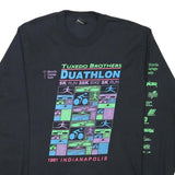 THE BEST Mens Black Tuxedo Brothers Duathlon Long Sleeve Crew Neck Graphic
