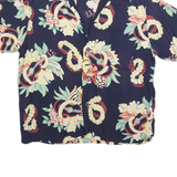 SUN SURF Mens Navy & Cream Floral Hawaiian Shirt S Summer Vacation Resort Wear
