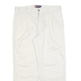 CHAPS Mens White Regular Fit Straight Leg Cotton Blend Trousers W36 L32 Casual