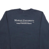 CHAMPION Mens Navy Marian University College Sweatshirt L Cotton Blend Crew Neck