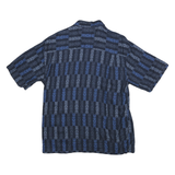 PURITAN Mens Navy Blue Patterned Rayon Shirt M Casual Button Up