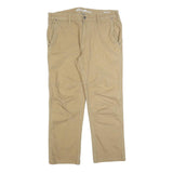 EDDIE BAUER Mens Cotton Blend Beige Relaxed Straight Trousers W36 L30 Casual Zip