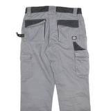 DICKIES Mens Cotton Blend Grey & Black Workwear Regular Straight Trousers W32