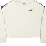 PUMA Womens Cream Hoodie M Cotton Blend Crop Top Sport Casual