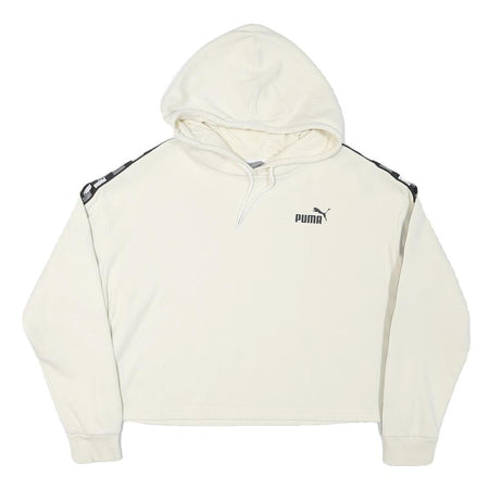 PUMA Womens Cream Hoodie M Cotton Blend Crop Top Sport Casual