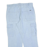 Womens Relaxed Light Blue Cotton Blend Trousers W40 L30 Cargo Drawstring Waist